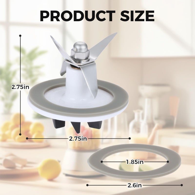 DRELD Blender Blade Cutting with 2 Gasket Sealing, Replacement for Cuisinart CBT-500, SB5600, CB600, BFP703, BFP-703, BFP703B, BFP-703CH, SPB7, SPB-7BK, CB8, CB9, BFP-703 - Image 2